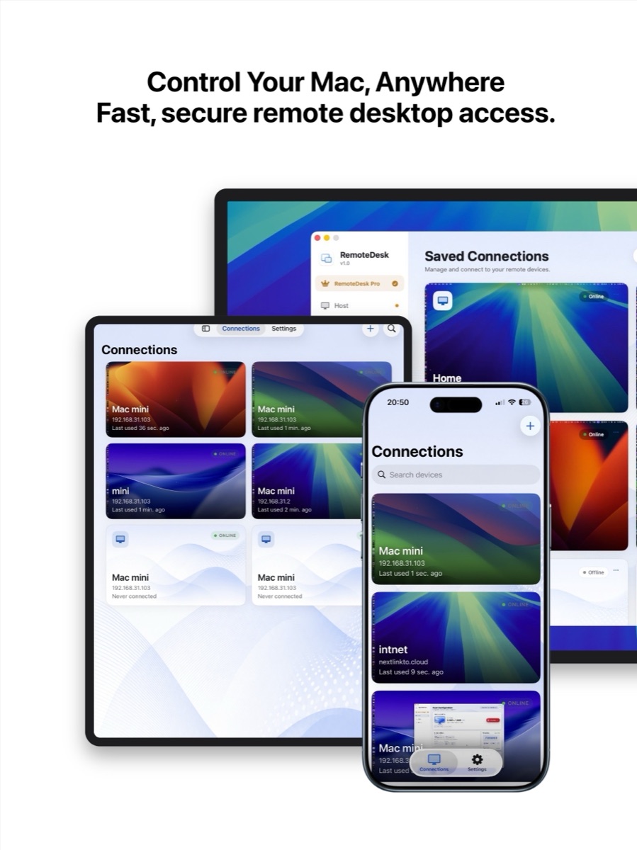 Every Mac you own, one tap away.